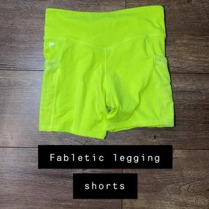 Fabletics bike shorts size small neon